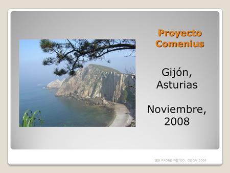 Proyecto Comenius Gijón, Asturias Noviembre, 2008 IES PADRE FEIJOO. GIJON 2008.