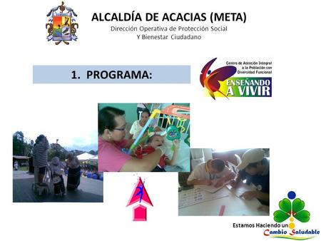 1 ALCALDÍA DE ACACIAS (META) Dirección Operativa de Protección Social Y Bienestar Ciudadano Estamos Haciendo un 1. PROGRAMA: