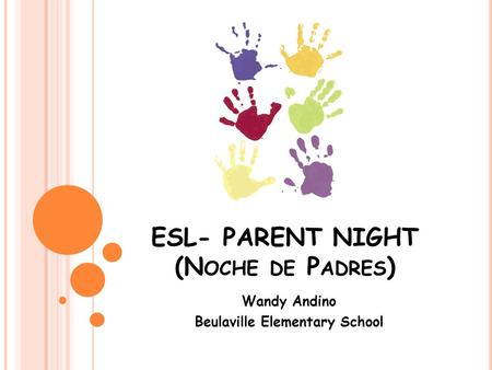 ESL- PARENT NIGHT (N OCHE DE P ADRES ) Wandy Andino Beulaville Elementary School.