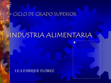 CICLO DE GRADO SUPERIOR INDUSTRIA ALIMENTARIA