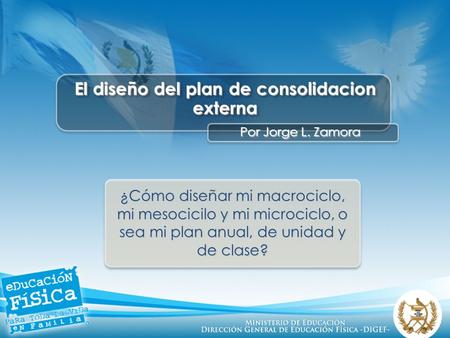 El diseño del plan de consolidacion externa Por Jorge L. Zamora ¿Cómo diseñar mi macrociclo, mi mesocicilo y mi microciclo, o sea mi plan anual, de unidad.