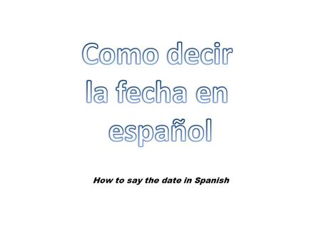 How to say the date in Spanish