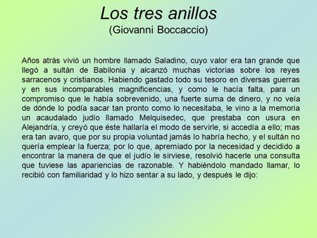 Los tres anillos (Giovanni Boccaccio)