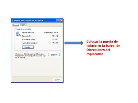 Colocar la puerta de enlace en la barra de Direcciones del explorador.