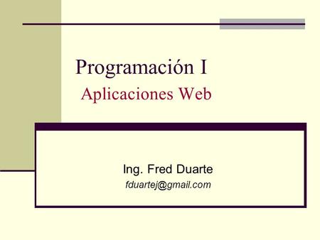 Programación I Aplicaciones Web