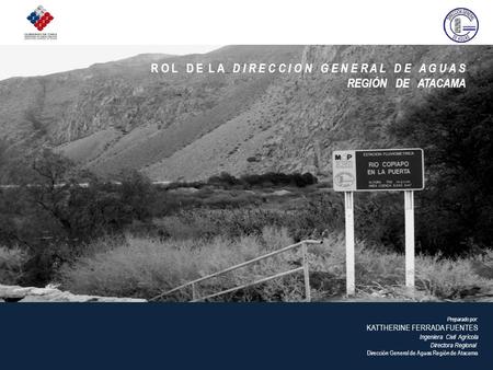 Preparado por: KATTHERINE FERRADA FUENTES Ingeniera Civil Agrícola Directora Regional Dirección General de Aguas Región de Atacama R O L D E L A D I R.