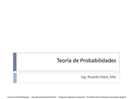 Teoría de Probabilidades