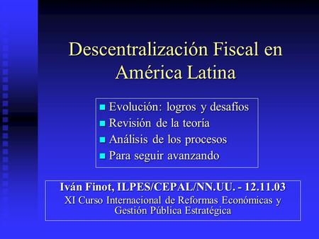 Descentralización Fiscal en América Latina