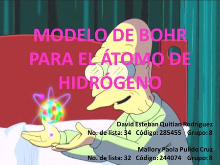 MODELO DE BOHR PARA EL ÁTOMO DE HIDRÓGENO