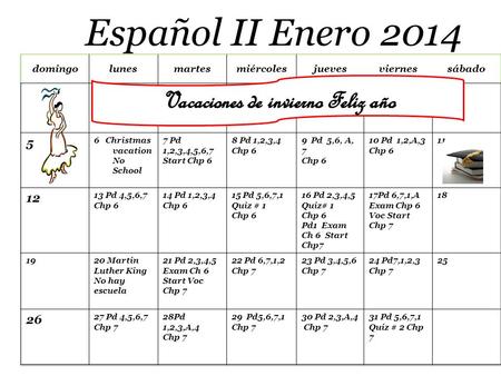 Español II Enero 2014. February 2012 Febrero 2014 el mes del amor, esperanza Cariño y comprensión Si das amor y respeto recibirás lo mismo.