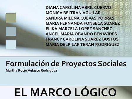 Formulación de Proyectos Sociales Martha Roció Velasco Rodríguez