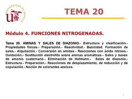 TEMA 20 Módulo 4. FUNCIONES NITROGENADAS.