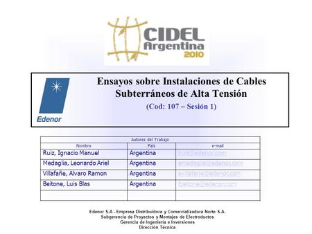 Ensayos sobre Instalaciones de Cables Subterráneos de Alta Tensión