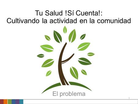1 Tu Salud !Sí Cuenta!: Cultivando la actividad en la comunidad El problema.