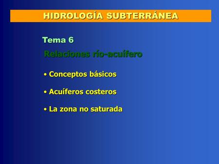 HIDROLOGÍA SUBTERRÁNEA