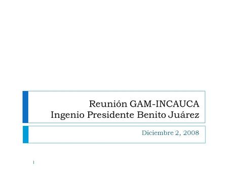 Reunión GAM-INCAUCA Ingenio Presidente Benito Juárez Diciembre 2, 2008 1.