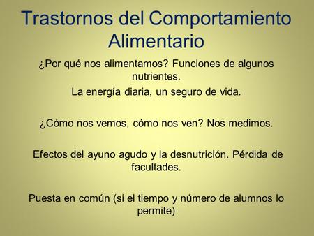 Trastornos del Comportamiento Alimentario