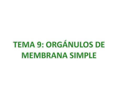 TEMA 9: ORGÁNULOS DE MEMBRANA SIMPLE.