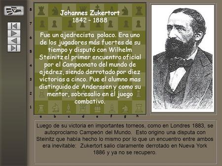 Luego de su victoria en importantes torneos, como en Londres 1883, se autoproclamo Campeón del Mundo. Esto origino una disputa con Steinitz que había hecho.