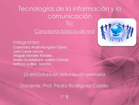 Tecnologías de la información y la comunicación Tic Conceptos básicos de red Integrantes: Casandra Anali Munguia Cipres Julio Cesar Leyva Magali Morales.