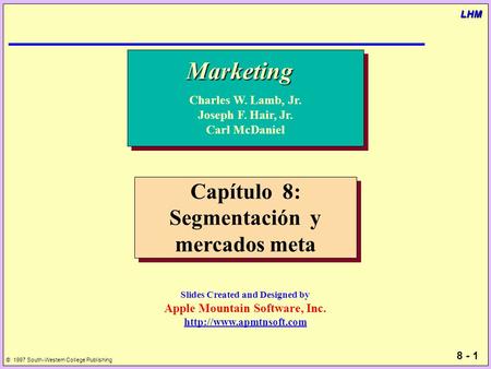 8 - 1 © 1997 South-Western College Publishing LHM Slides Created and Designed by Apple Mountain Software, Inc.  Marketing Charles.