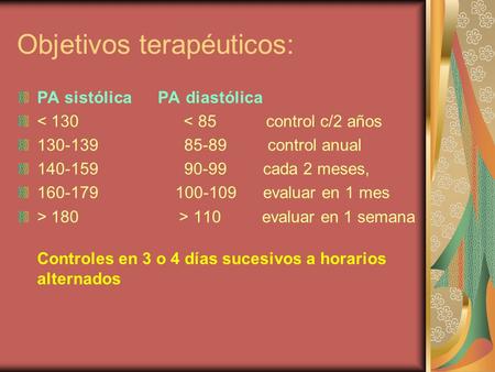 Objetivos terapéuticos: