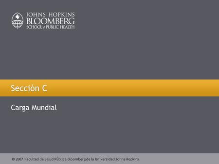  2007 Facultad de Salud Pública Bloomberg de la Universidad Johns Hopkins Sección C Carga Mundial.