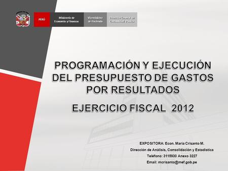PROGRAMACIÓN Y EJECUCIÓN DEL PRESUPUESTO DE GASTOS POR RESULTADOS