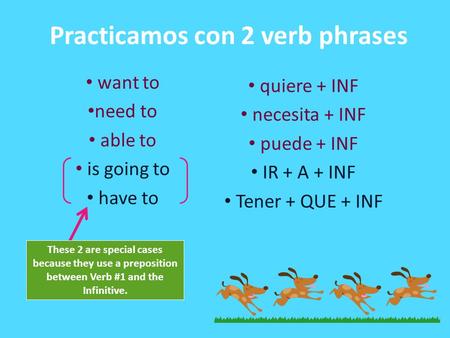 Practicamos con 2 verb phrases