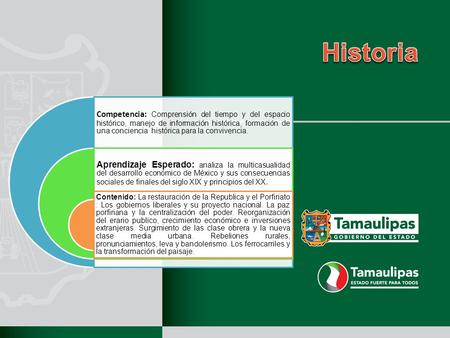 Competencia: Comprensión del tiempo y del espacio histórico, manejo de información histórica, formación de una conciencia histórica para la convivencia.
