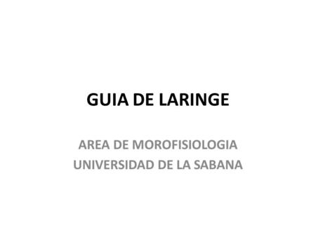 AREA DE MOROFISIOLOGIA UNIVERSIDAD DE LA SABANA