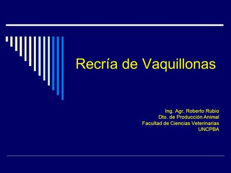 Recría de Vaquillonas Ing. Agr. Roberto Rubio