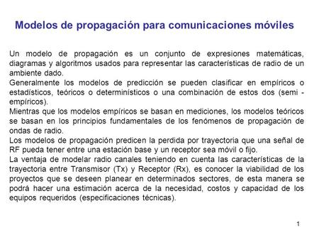 Modelos de propagación para comunicaciones móviles