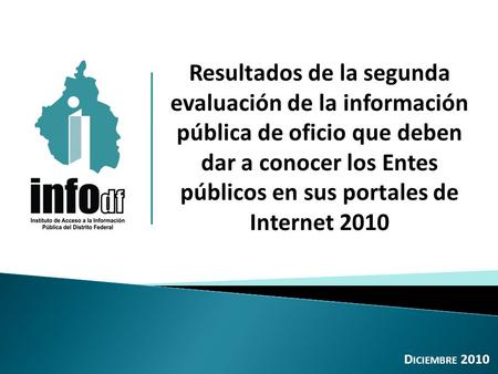 Resultados de la segunda evaluación de la información pública de oficio que deben dar a conocer los Entes públicos en sus portales de Internet 2010 D ICIEMBRE.