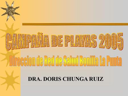 DRA. DORIS CHUNGA RUIZ. ORGANIZACION  Estuvo a cargo de la Dirección de Red de Salud Bonilla La Punta en coordinacion con la Dirección de Salud I Callao.