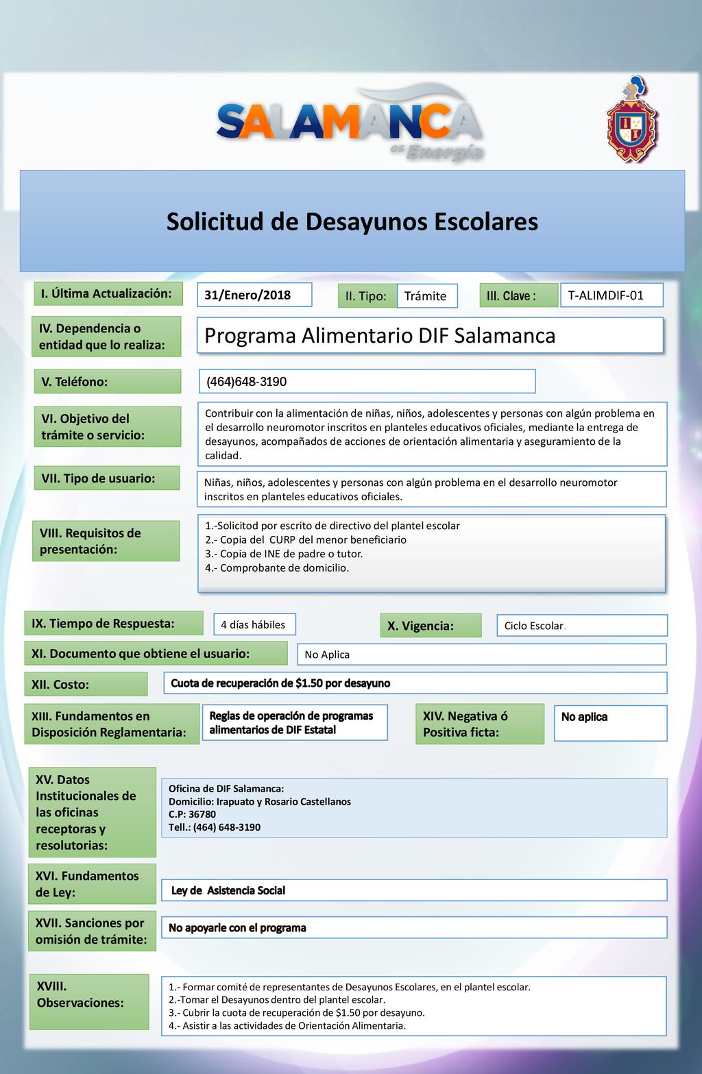 Solicitud de Desayunos Escolares - ppt descargar