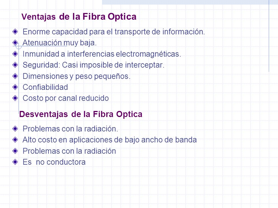 Ventajas de la Fibra Optica - ppt descargar