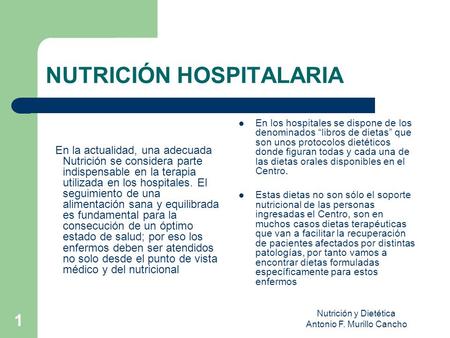NUTRICIÓN HOSPITALARIA