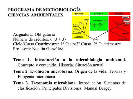PROGRAMA DE MICROBIOLOGÍA CIENCIAS AMBIENTALES