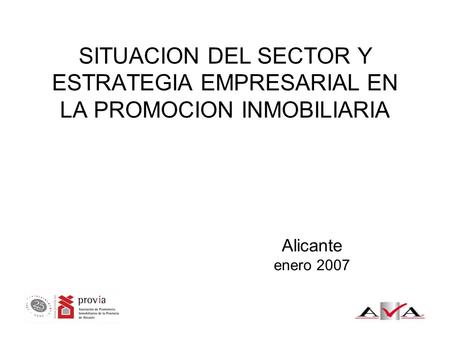 SITUACION DEL SECTOR Y ESTRATEGIA EMPRESARIAL EN LA PROMOCION INMOBILIARIA Alicante enero 2007.