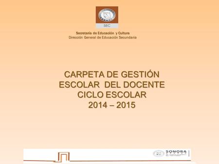 CARPETA DE GESTIÓN ESCOLAR DEL DOCENTE CICLO ESCOLAR 2014 – 2015