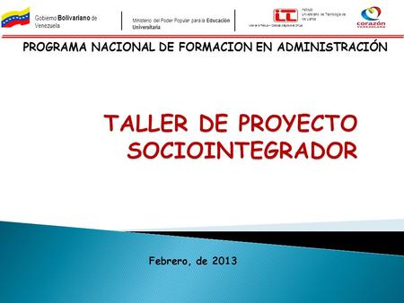 TALLER DE PROYECTO SOCIOINTEGRADOR