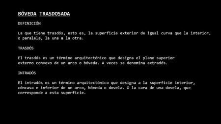 BÓVEDA TRASDOSADA DEFINICIÓN