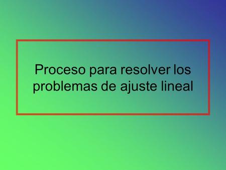 Proceso para resolver los problemas de ajuste lineal.