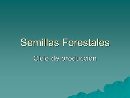 Semillas Forestales Ciclo de producción.