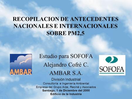 RECOPILACION DE ANTECEDENTES NACIONALES E INTERNACIONALES SOBRE PM2,5