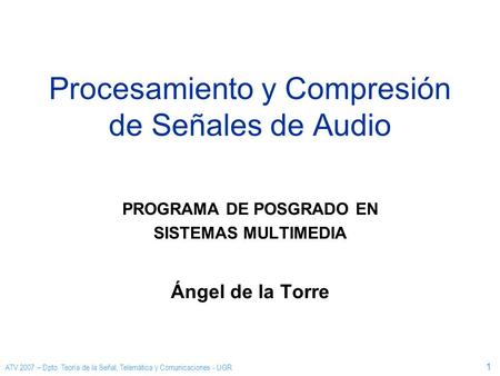 Procesamiento y Compresión de Señales de Audio