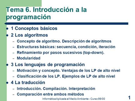 Tema 6. Introducción a la programación