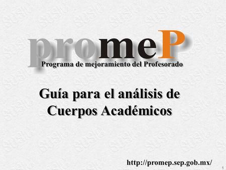 1 Guía para el análisis de Cuerpos Académicos  Programa de mejoramiento del Profesorado.