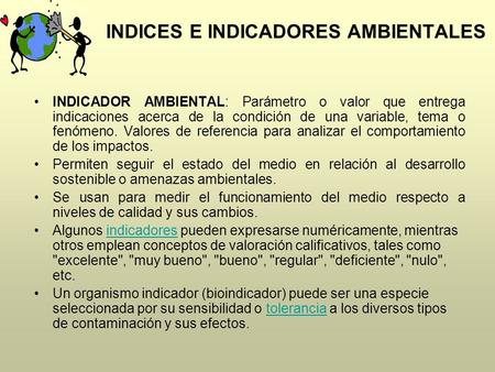 INDICES E INDICADORES AMBIENTALES